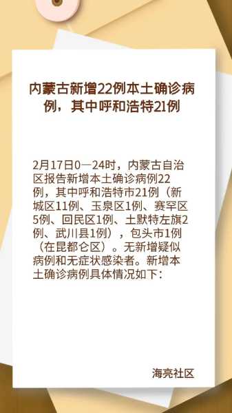 内蒙古新增本土确诊病例4例(内蒙古确诊)