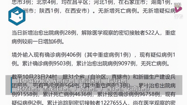10月份国内新增确诊病例559例(30日全国新增确诊病例)